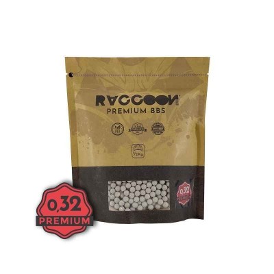 Bolas Airsoft Raccoon 0,32g BIO 0.5kg Premium Blancas // ARMYCOP.ES