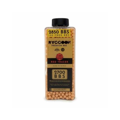 Bolas Airsoft Raccoon 0,25g Tracer Premium 2850 bbs Rojas // ARMYCOP.ES