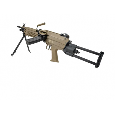 MK AIRSOFT  AMETRALLADORA APOYO 249 FN HERSTAL POLIMERO TAN