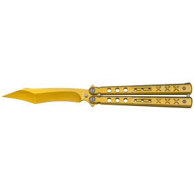 ABANICO TITANIO ORO HOJA: 10,70CM