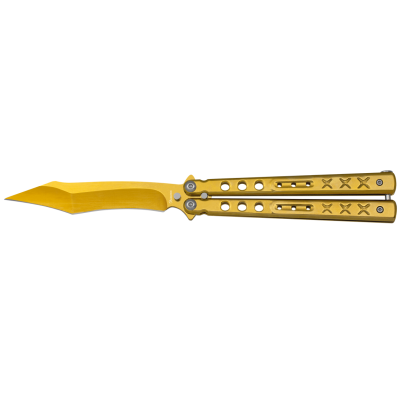 ABANICO TITANIO ORO HOJA: 10,70CM