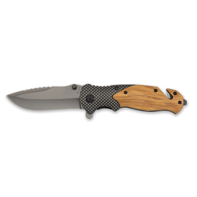 NAVAJA TACTICA MADERA ZEBRA HOJA 8.50CM