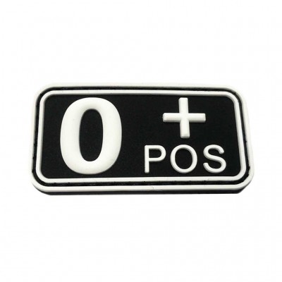PARCHE IMMORTAL PVC GRUPO SANGUINEO 0 POSITIVO NEGRO