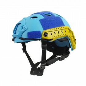CASCO BASE JUMP NEGRO AZUL Y AMARILLO