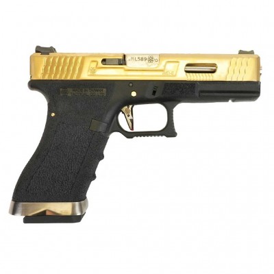 Pistola Airsoft We G17 Custom-TG Gas Negra-Dorada / ARMYCOP.ES