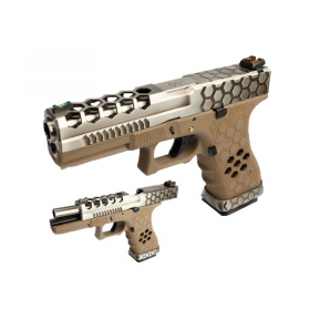 Pistola Airsoft Armorer Works G17 Hex-Cut Plata/Tan // ARMYCOP.ES