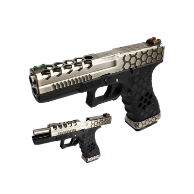 Pistola Airsoft Armorer Works G17 Hex-Cut Negro/Plata // ARMYCOP.ES